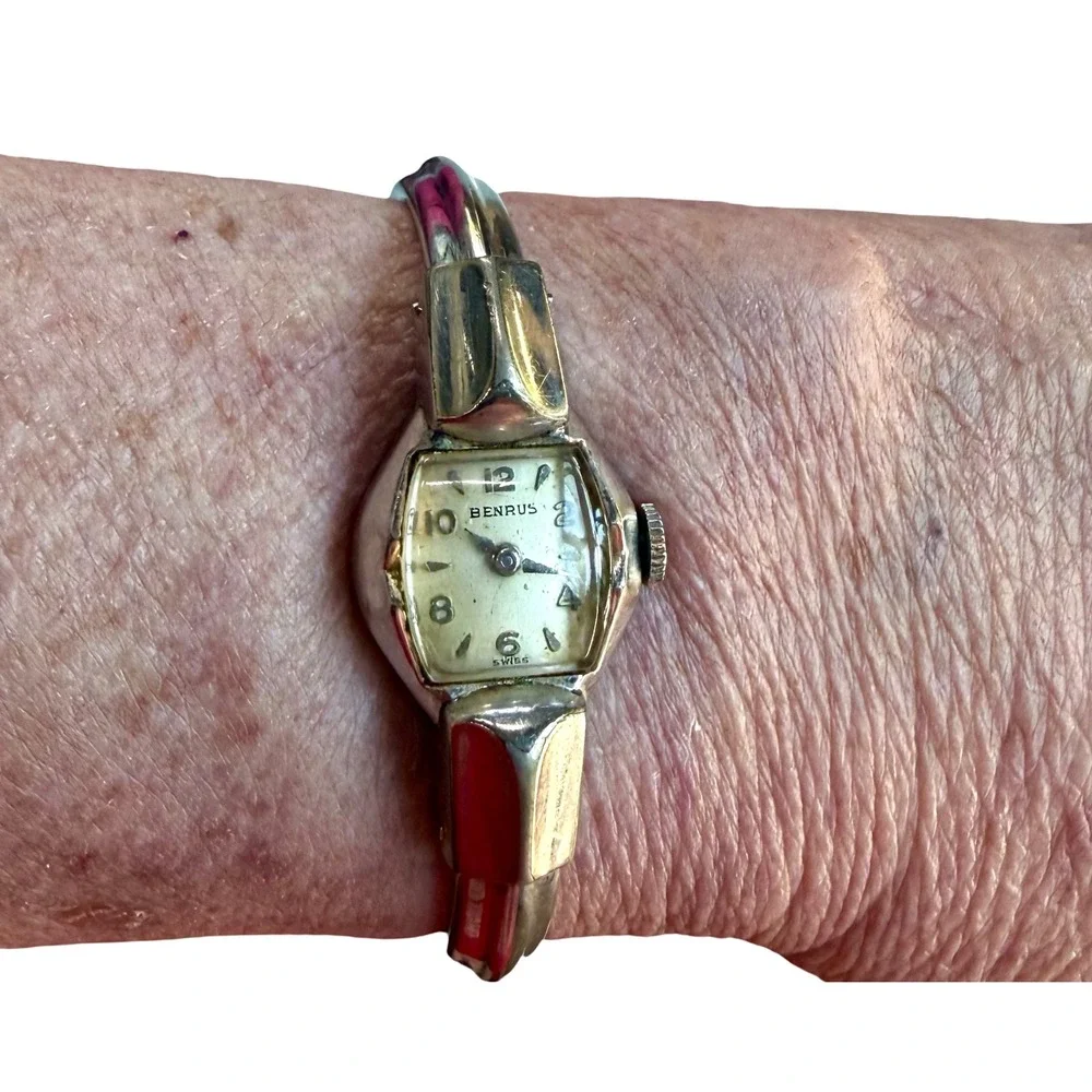 Vintage Benrus Ladies Watch 17 Jewel 10K RGP Cuff Bracelet Repair